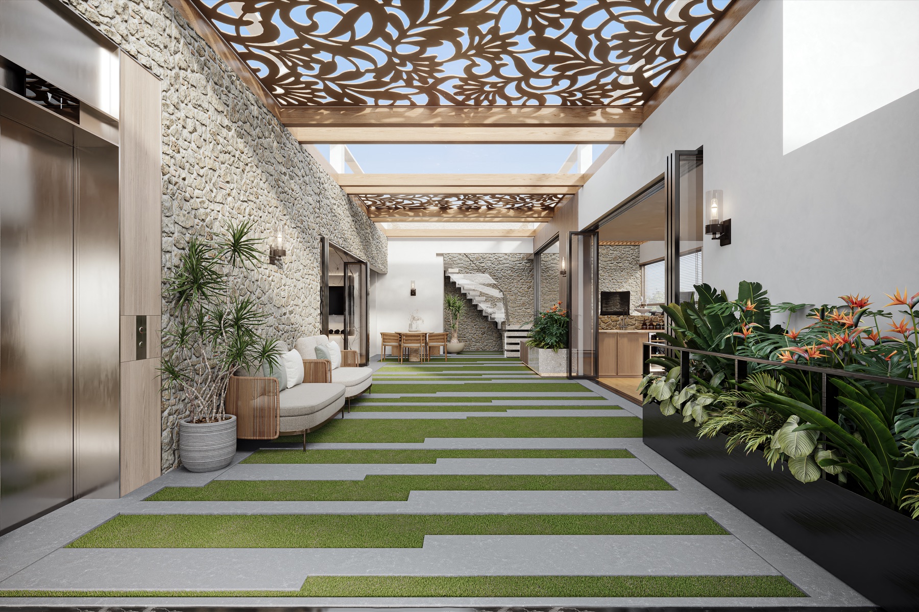 Terrace landscape court render