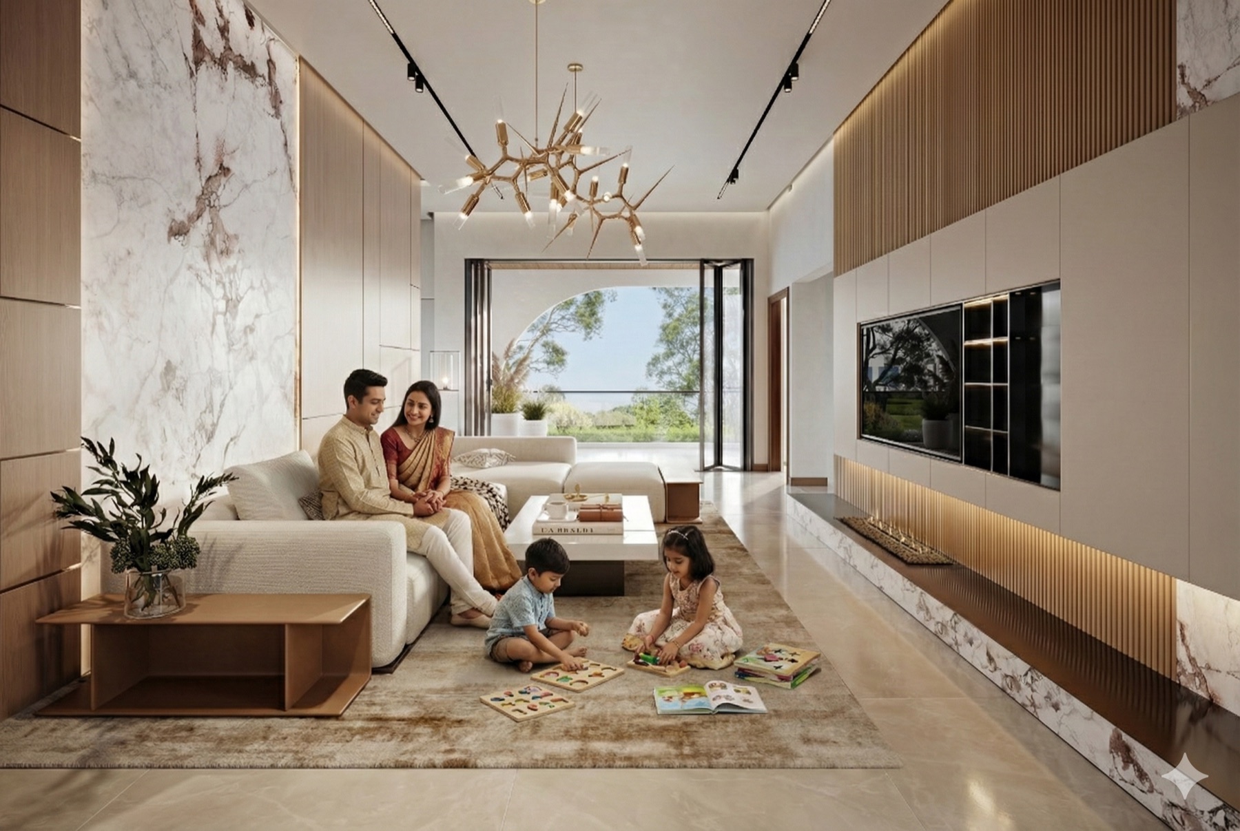 Family living concept render