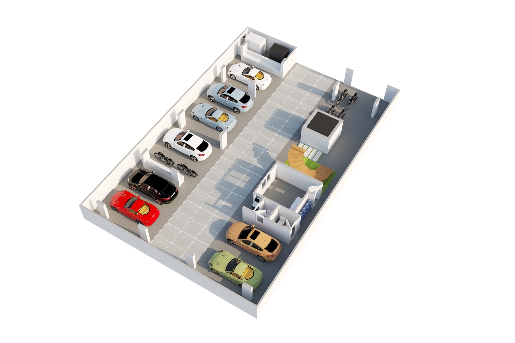 Stilt floor angle plan render