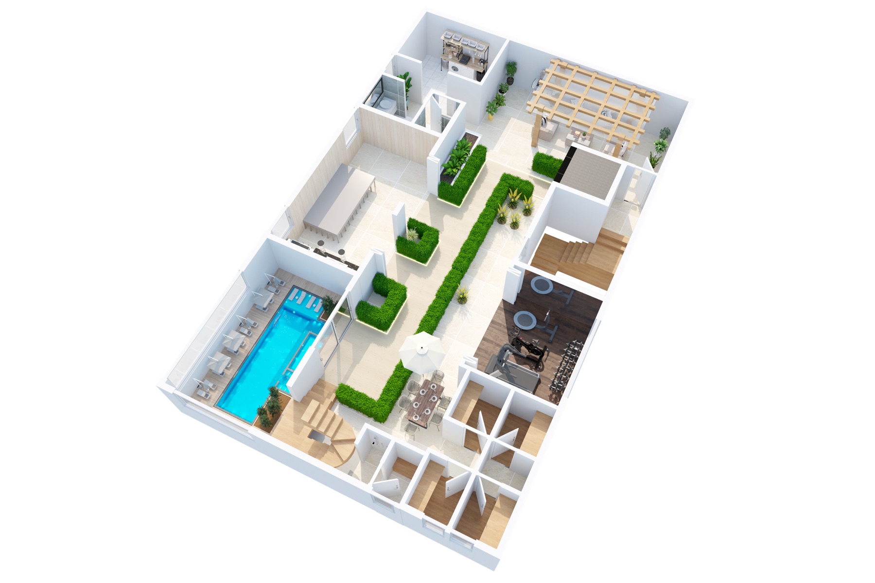 Terrace floor angle plan render