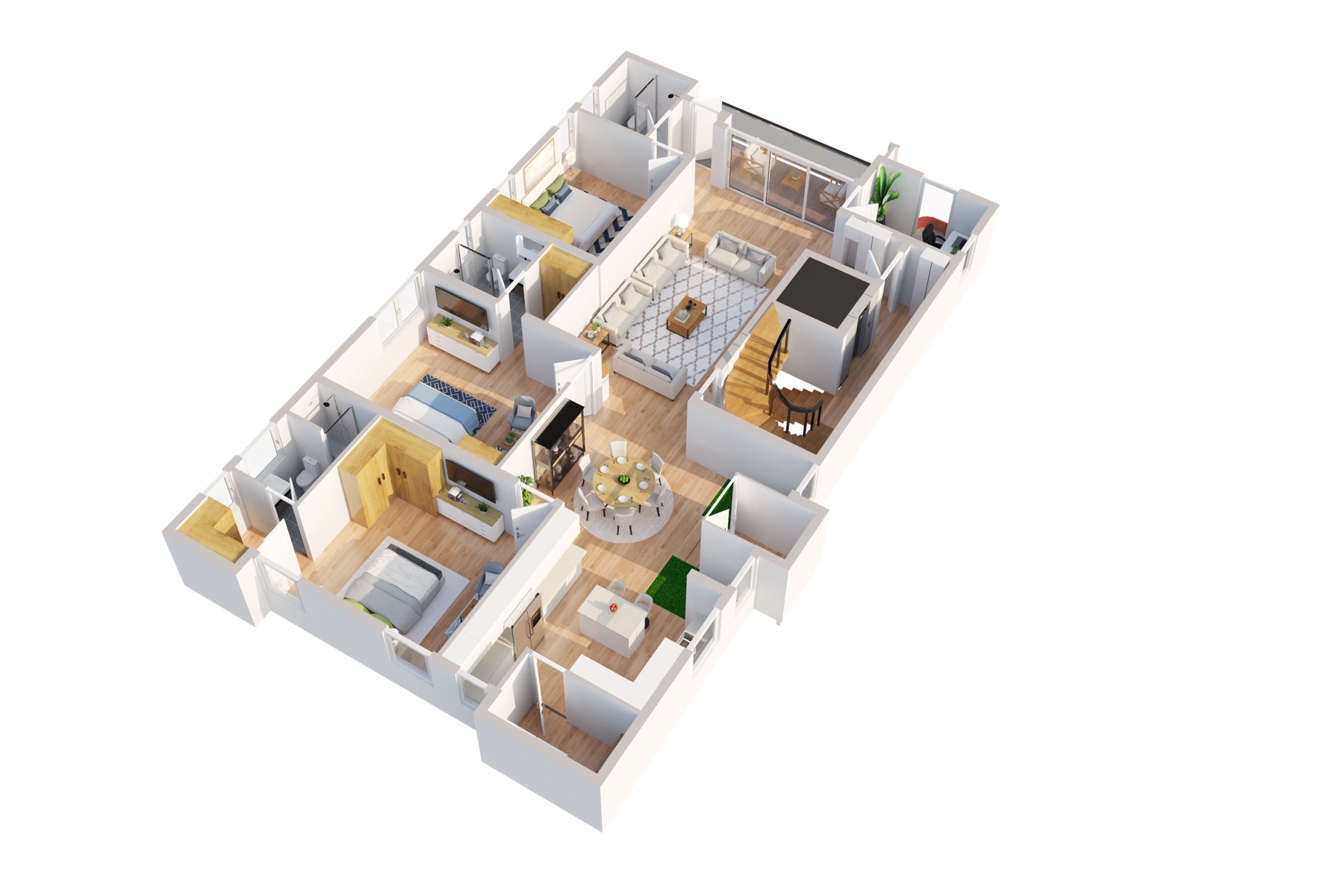 Residence angle plan render